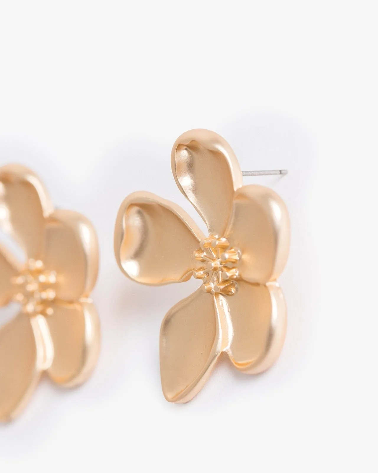 Gold Matte Frangapani Stud Earrings sold by Collete Hayman product image thumbnail 2