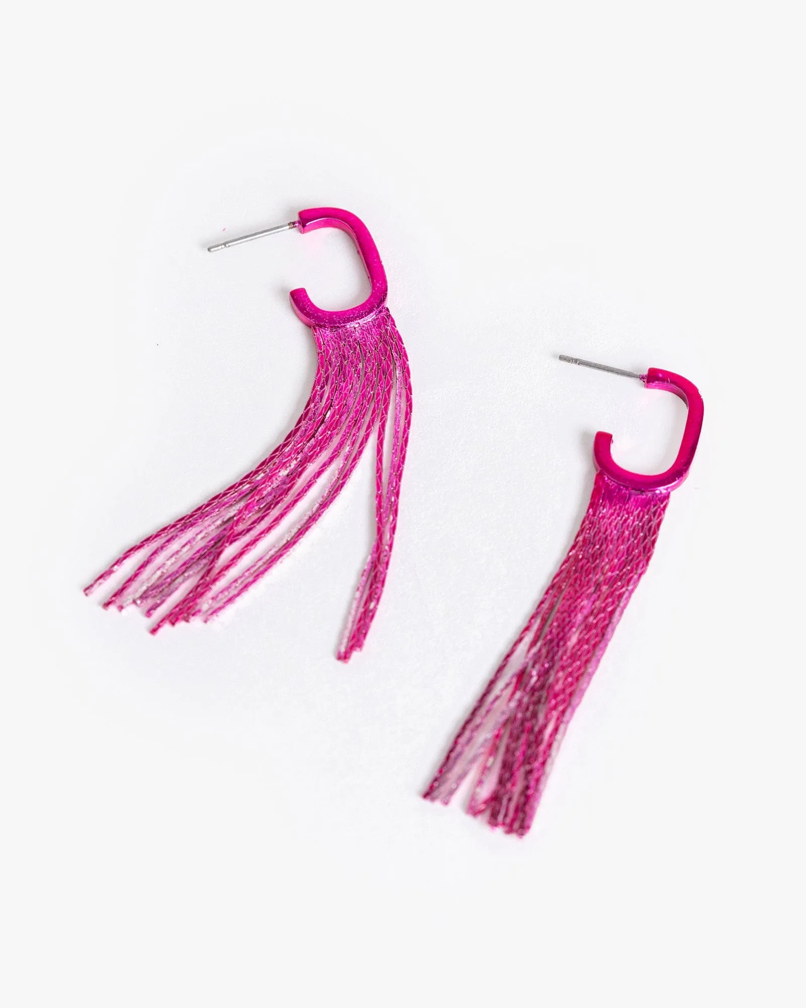 Pink G Hoop Chain Tassel Earrings sold by Collete Hayman
