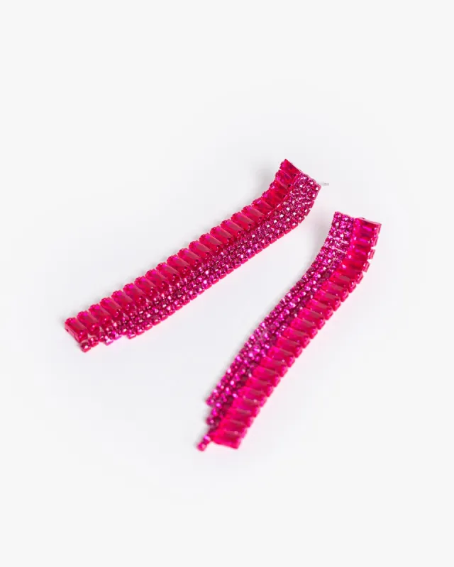 Fuchsia Crystal Tassel Statement Drop Earrings sold by Collete Hayman