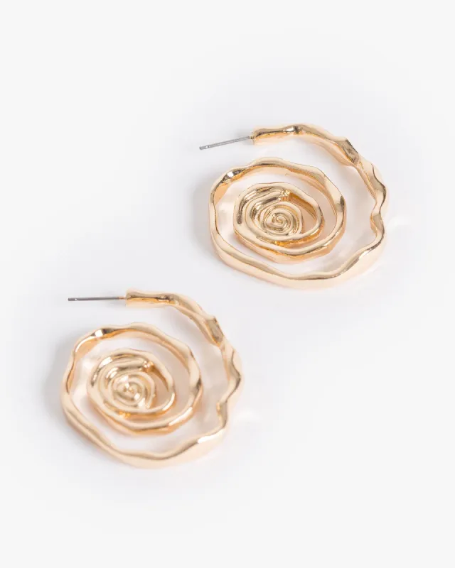 Gold Textural Spiral Hoop Earrings sold by Collete Hayman