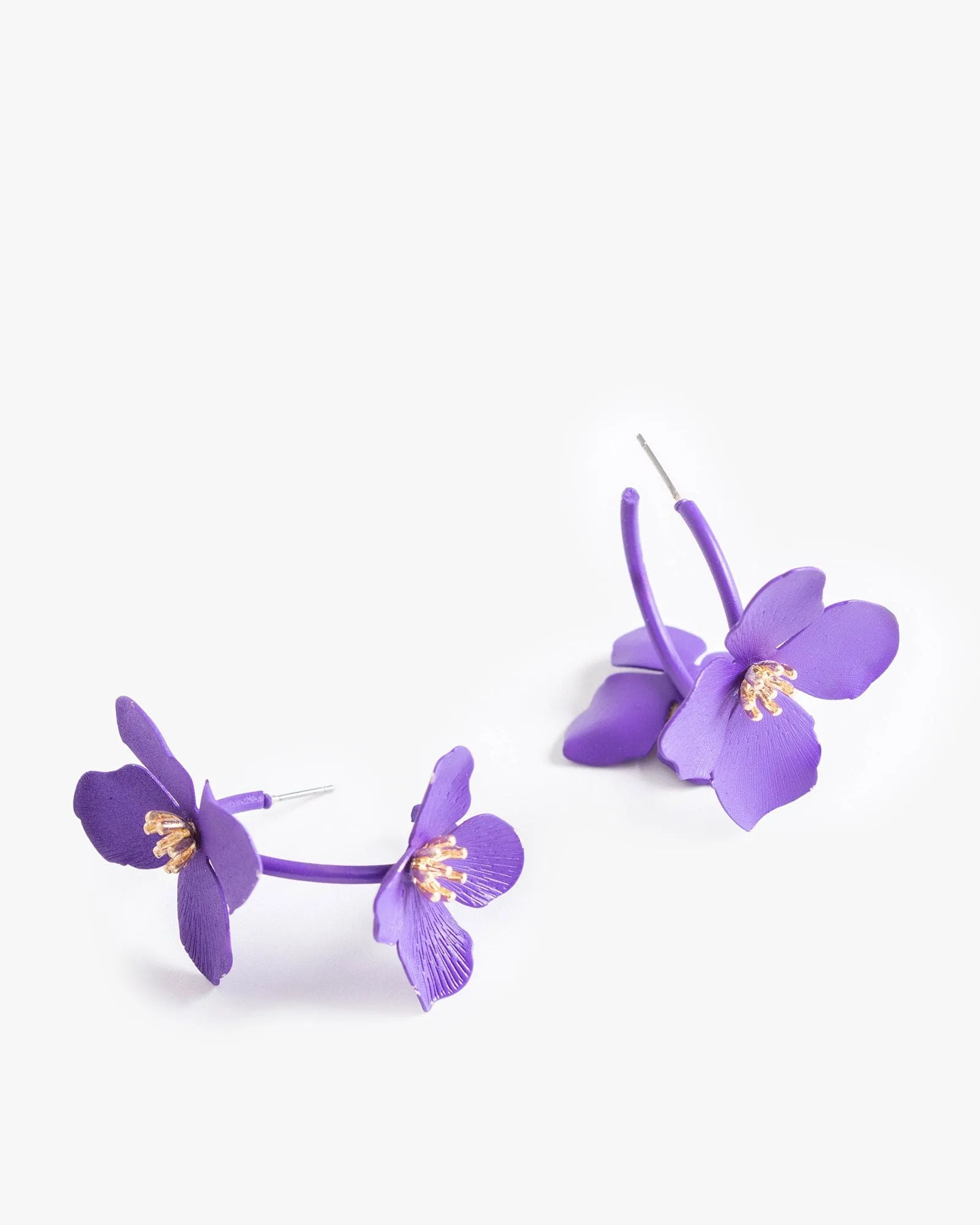 Purple Flower Embellished Hoop Earrings sold by Collete Hayman product image thumbnail 5