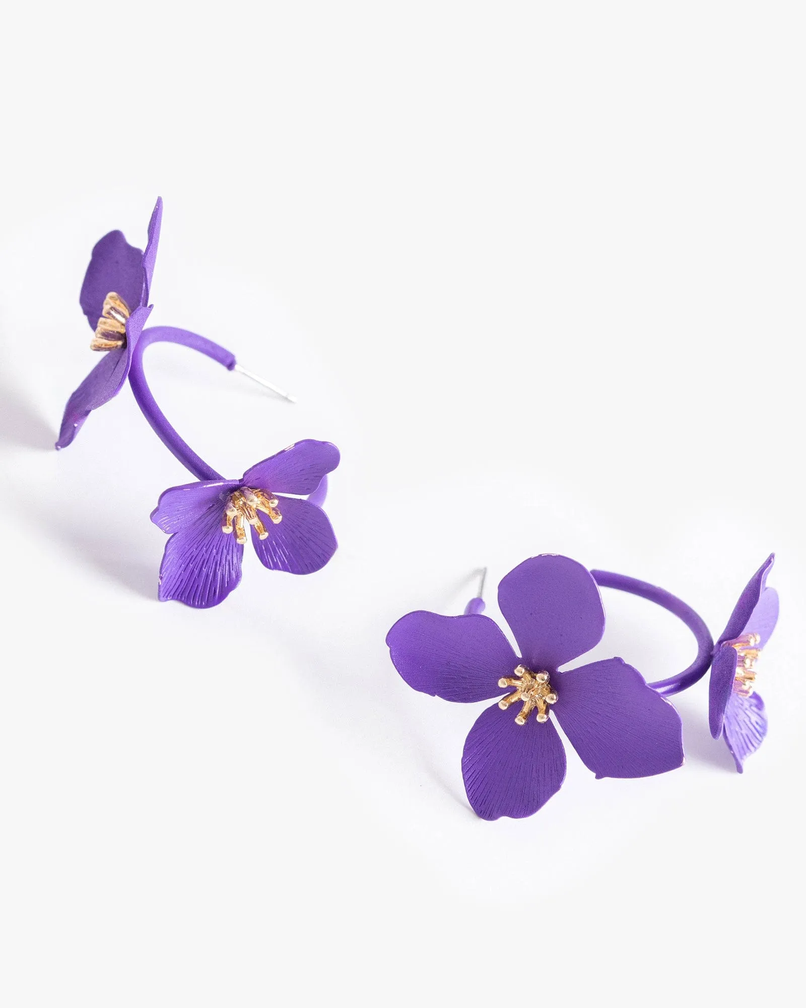 Purple Flower Embellished Hoop Earrings sold by Collete Hayman product image thumbnail 4