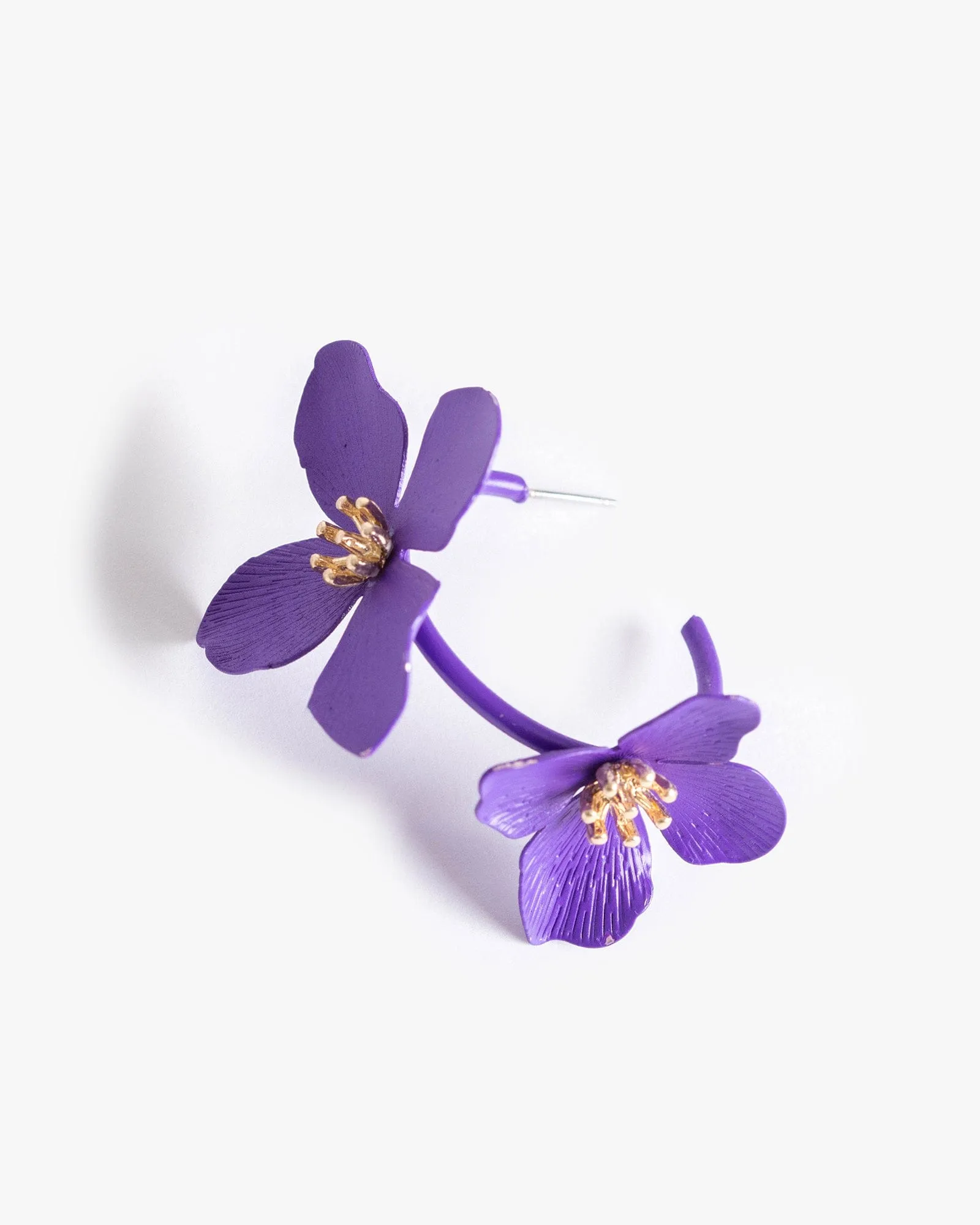 Purple Flower Embellished Hoop Earrings sold by Collete Hayman product image thumbnail 2