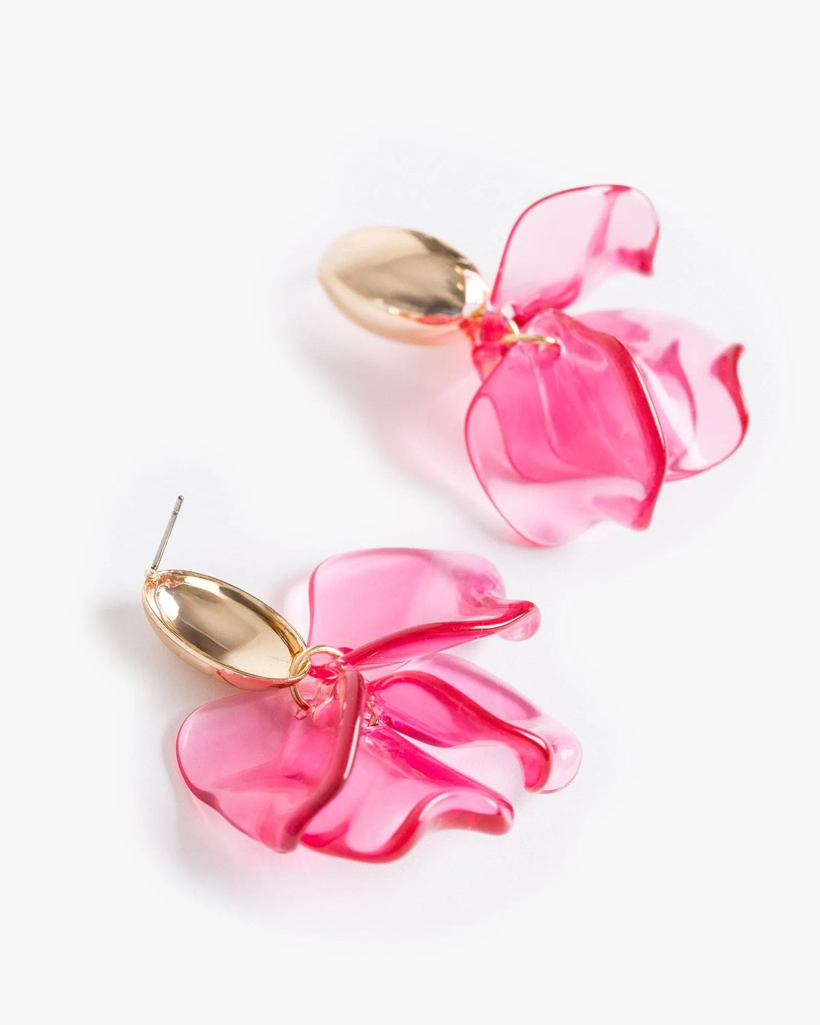 Pink Translucent Leaf Drop Earrings sold by Collete Hayman product image thumbnail 3