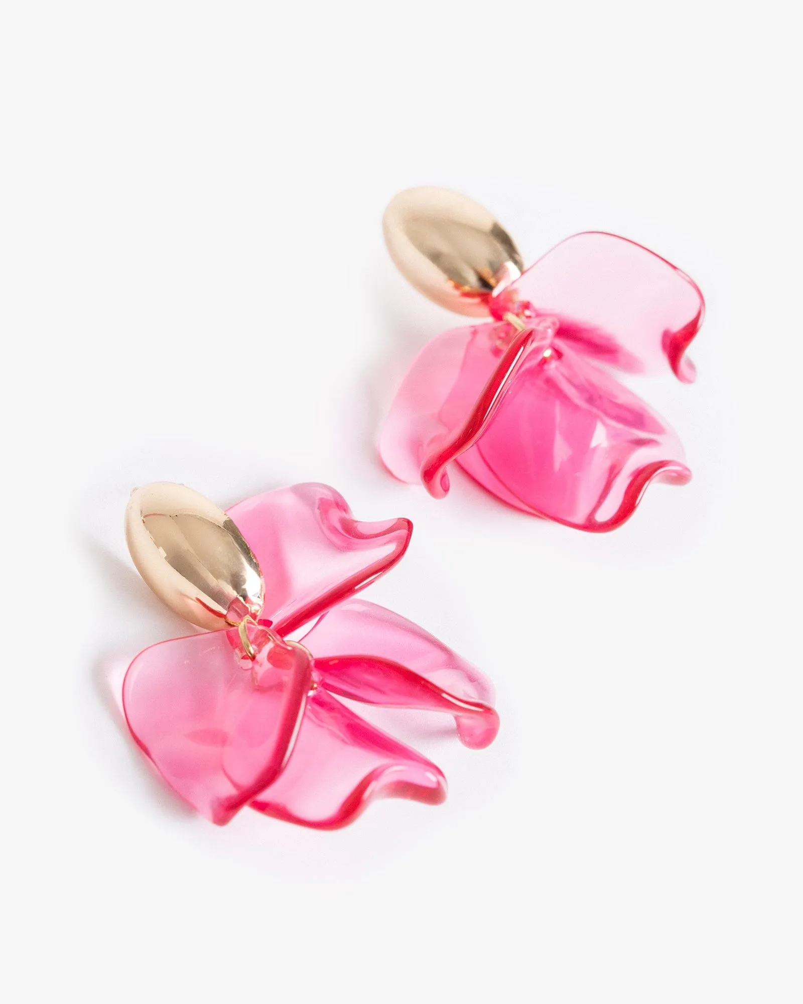 Pink Translucent Leaf Drop Earrings sold by Collete Hayman