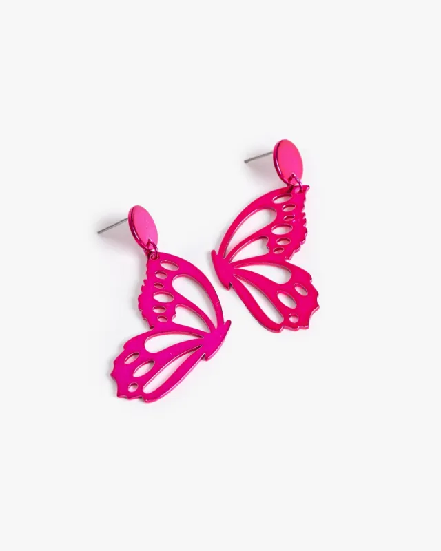 Pink Metallic Acrylic Butterfly Earrings sold by Collete Hayman