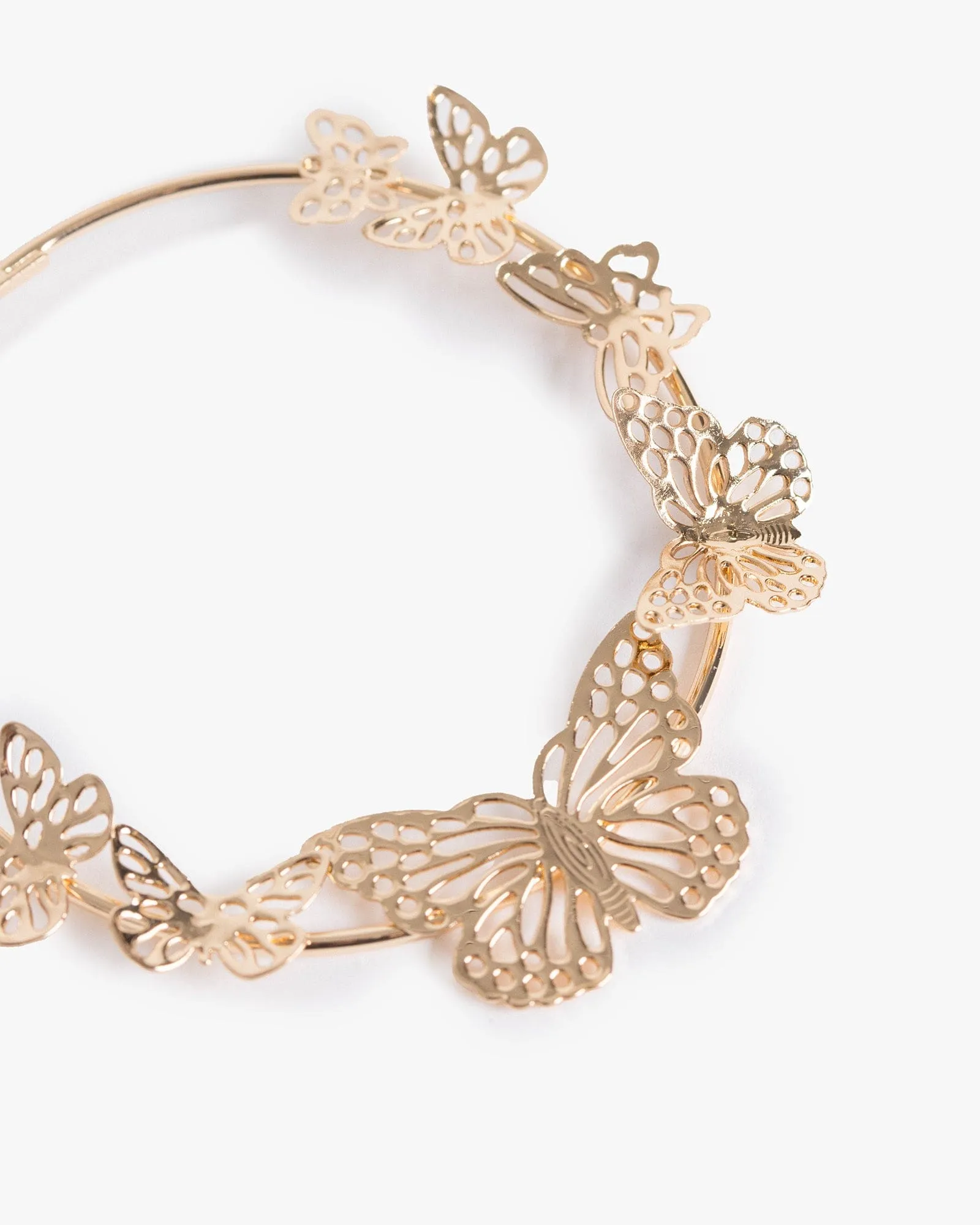 Gold Butterfly Cluster Fine Hoop Earrings sold by Collete Hayman product image thumbnail 2