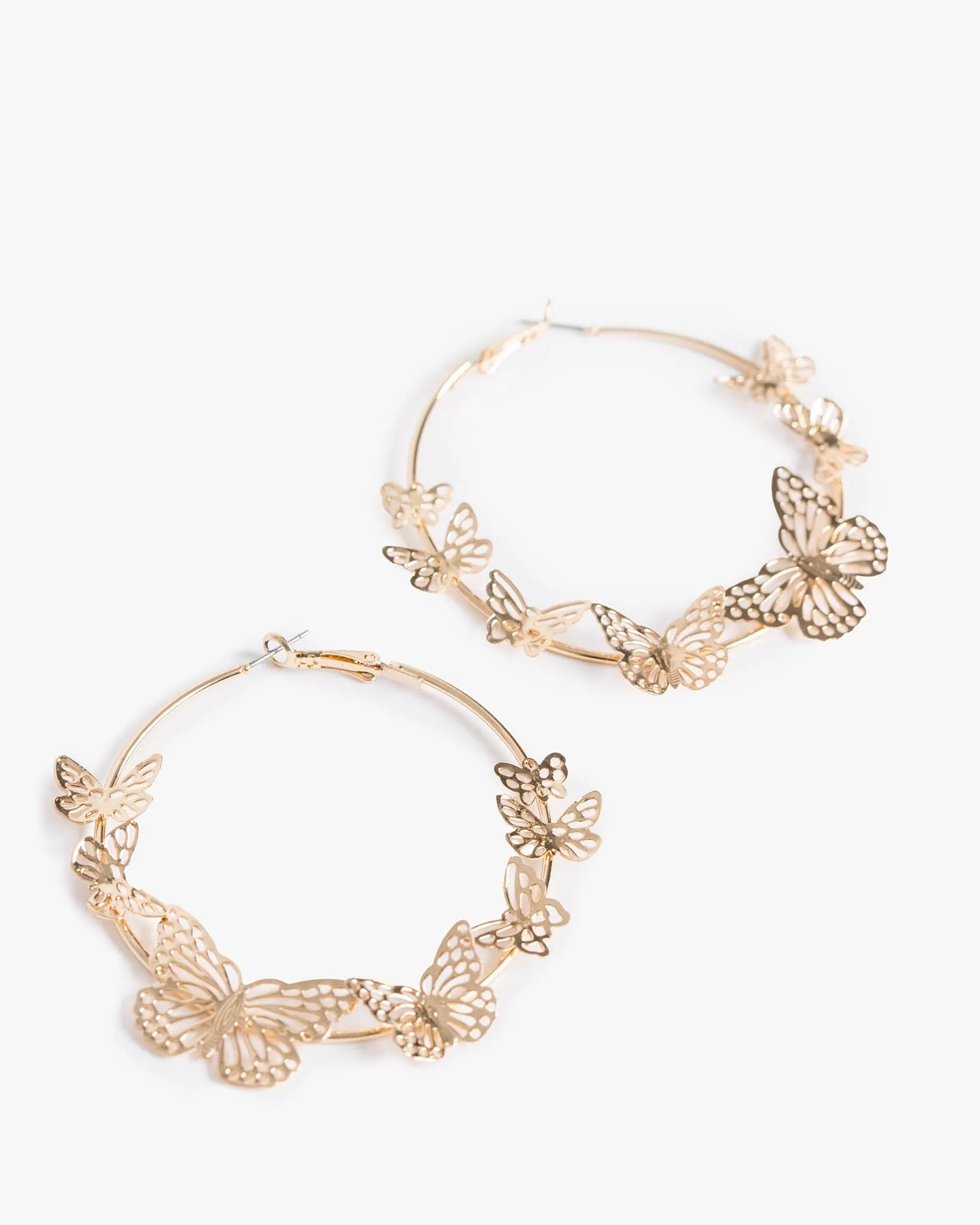 Gold Butterfly Cluster Fine Hoop Earrings sold by Collete Hayman