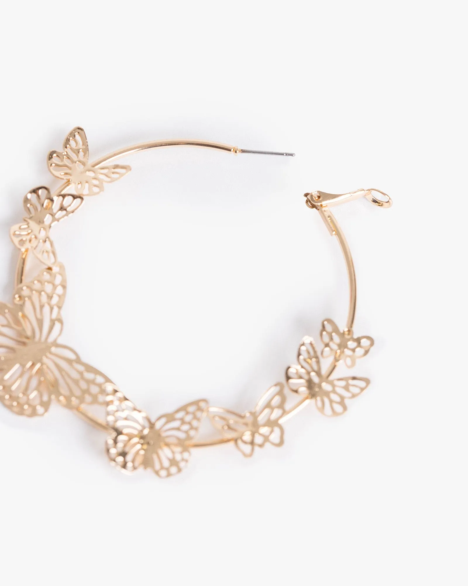 Gold Butterfly Cluster Fine Hoop Earrings sold by Collete Hayman product image thumbnail 3
