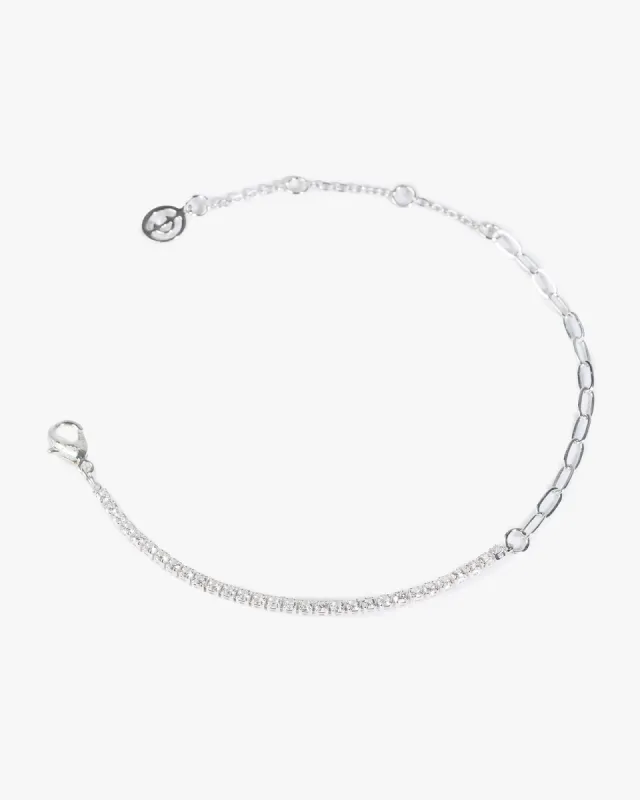 Silver Cubic Zirconia Cup Chain Contrast Bracelet sold by Collete Hayman