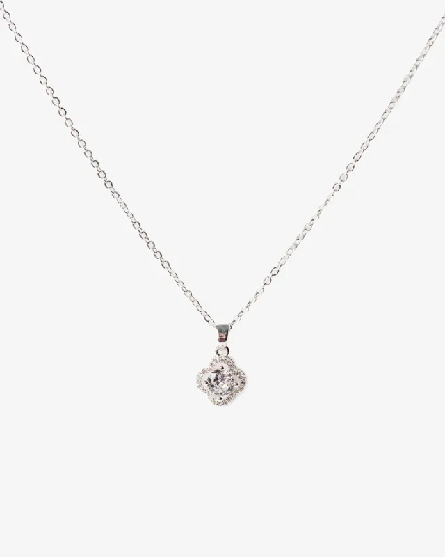 Silver Cubic Zirconia Clover Framed Necklace sold by Collete Hayman
