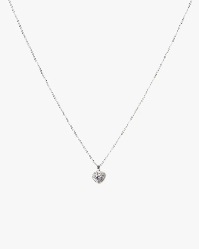 Silver Cubic Zirconia Heart Framed Necklace sold by Collete Hayman