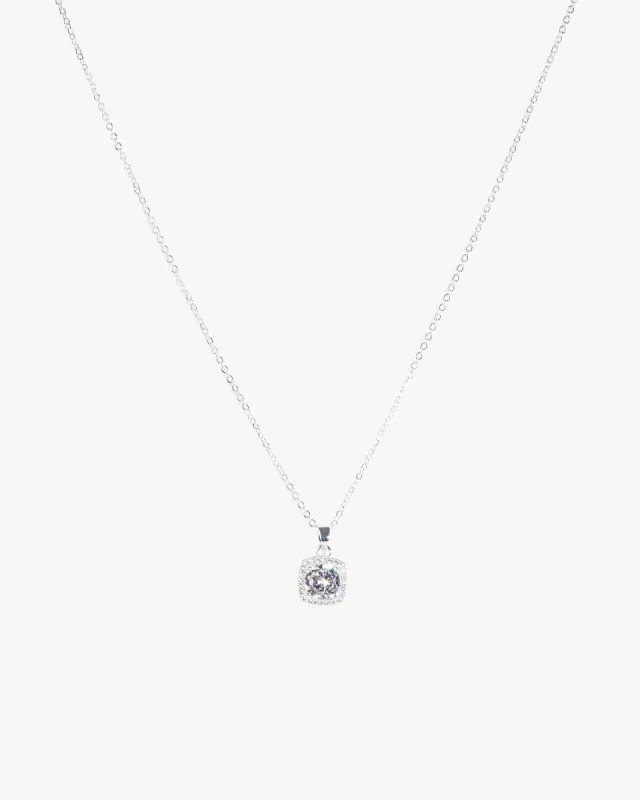 Silver Cubic Zirconia Square Framed Necklace sold by Collete Hayman