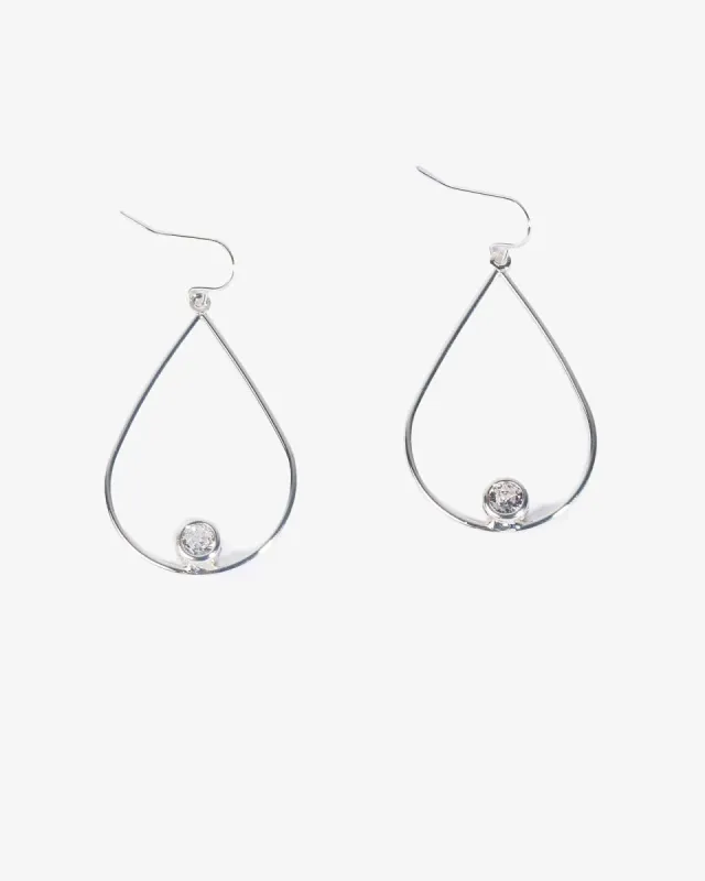 Silver Cubic Zirconia Tear Drop Hook Earrings sold by Collete Hayman