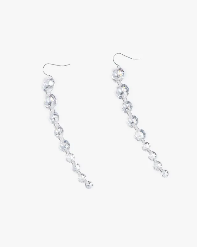 Silver Cubic Zirconia Graduating Drop Earrings sold by Collete Hayman