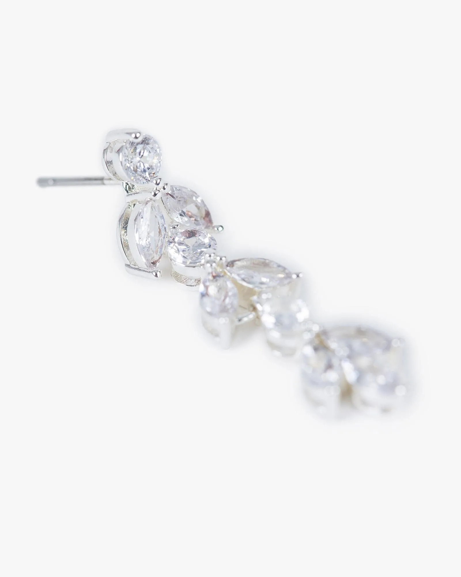 Silver Cubic Zirconia Elipse Cluster Drop Earrings sold by Collete Hayman product image thumbnail 2