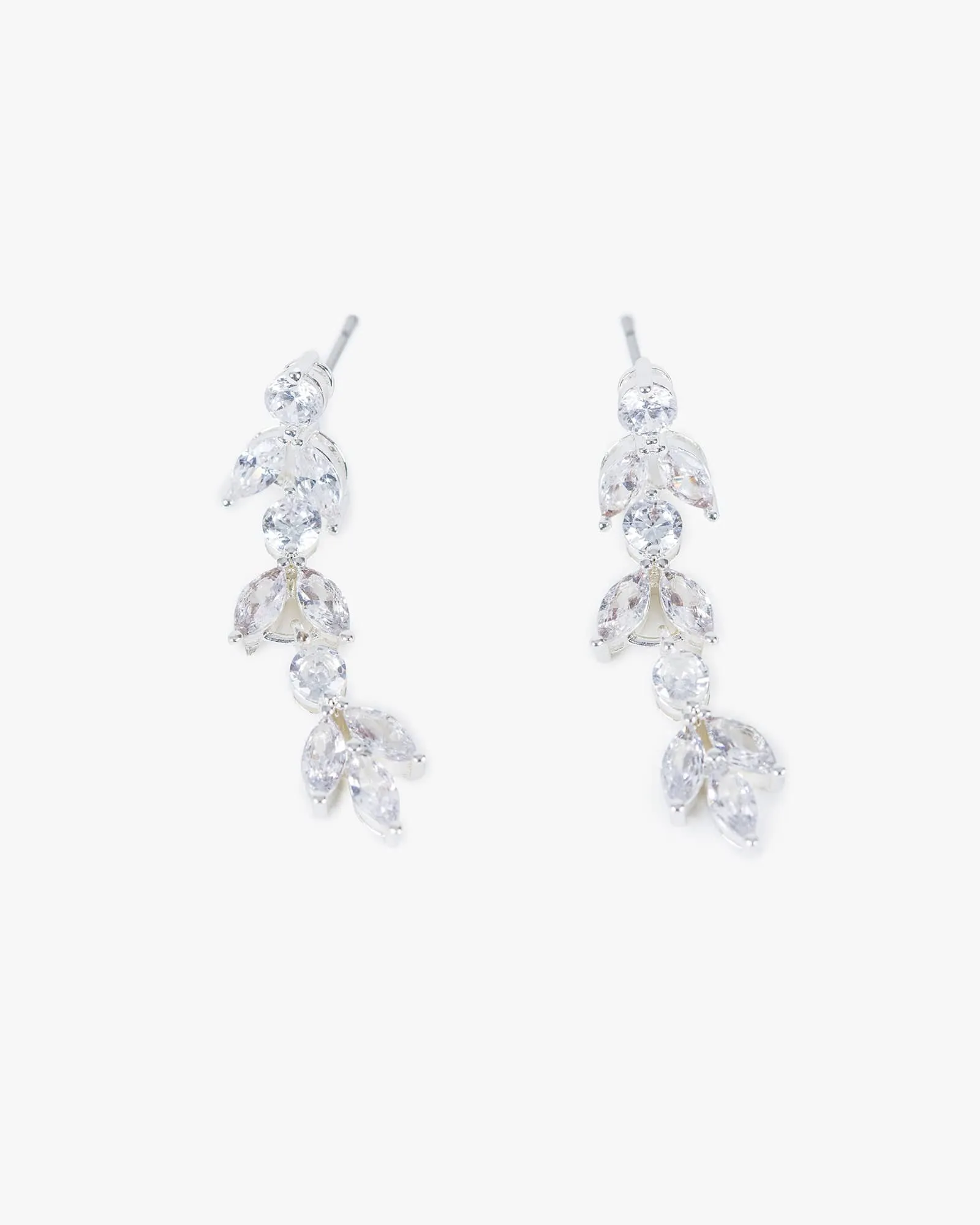 Silver Cubic Zirconia Elipse Cluster Drop Earrings sold by Collete Hayman