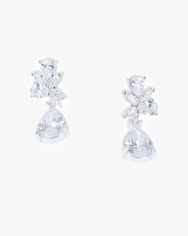 Silver Cubic Zirconia Cluster Drop Earrings sold by Collete Hayman