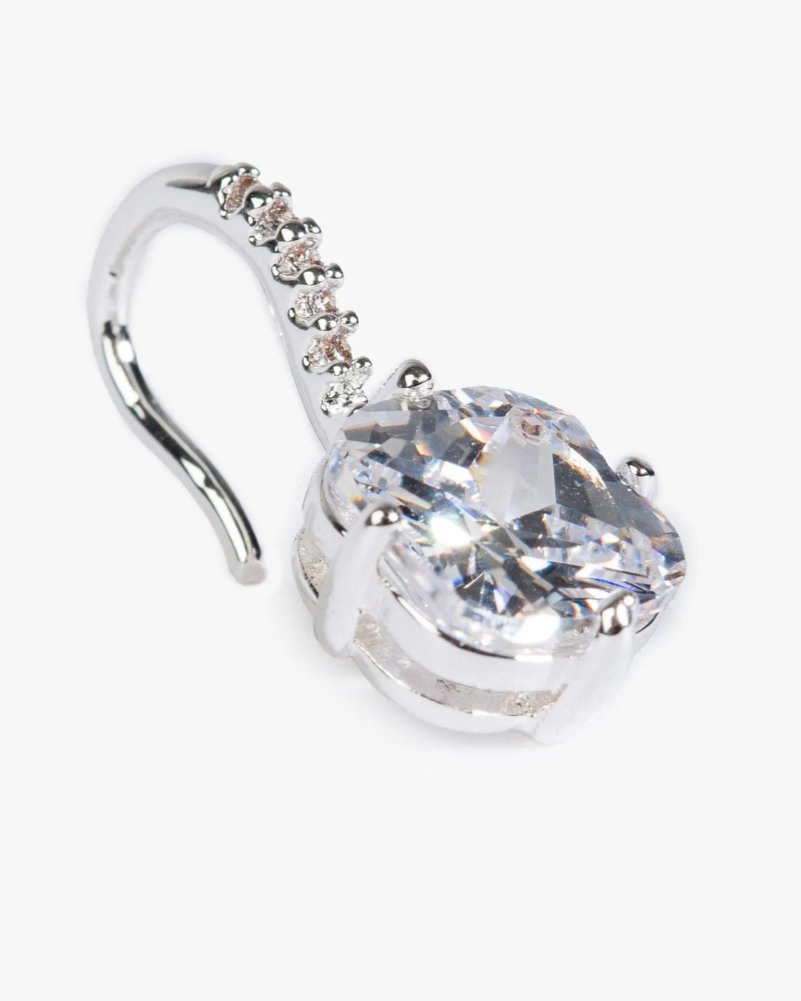 Silver Cubic Zirconia Rectangle Hook Earrings sold by Collete Hayman product image thumbnail 2