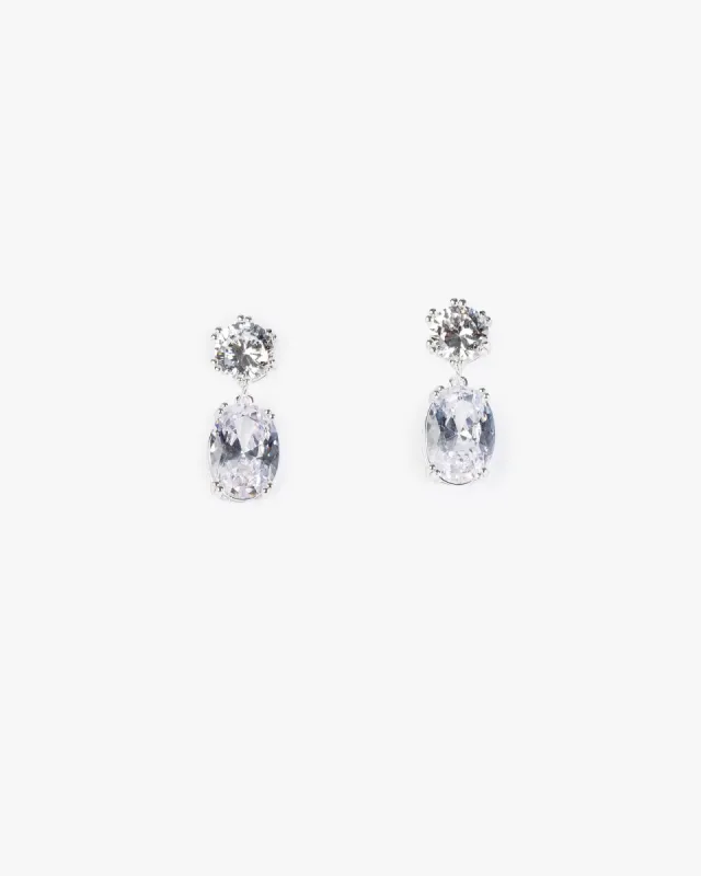 Silver Cubic Zirconia Double Drop Earrings sold by Collete Hayman