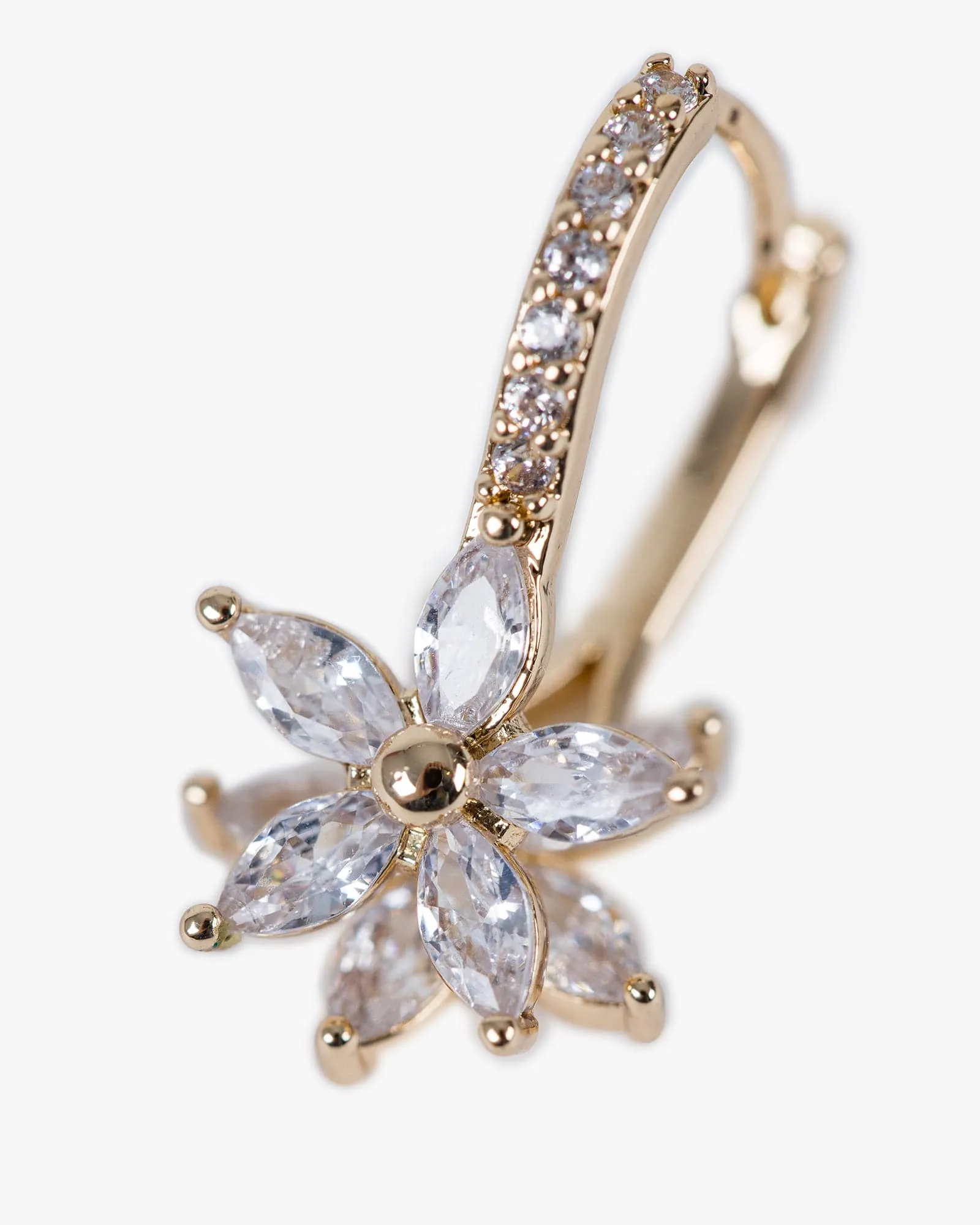Gold Cubic Zirconia Flower Hook Earrings sold by Collete Hayman product image thumbnail 2