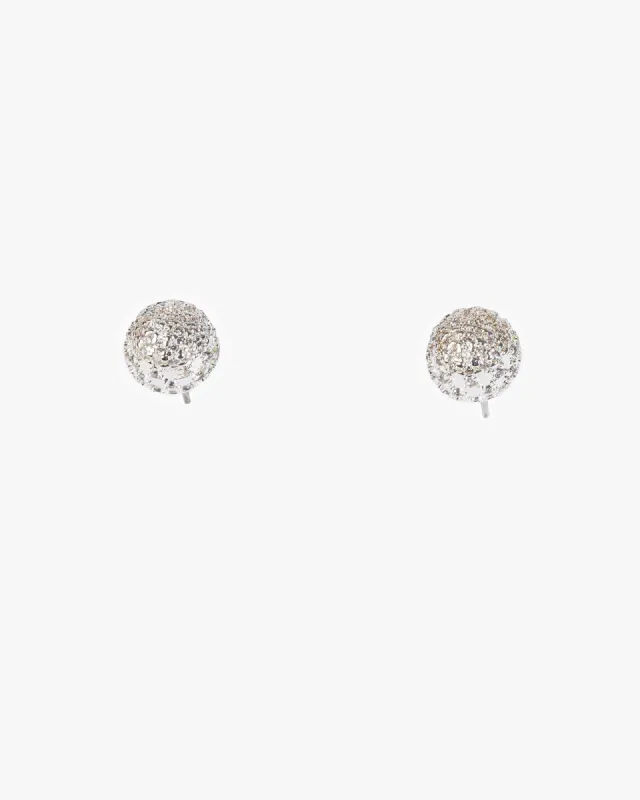 Silver Cubic Zirconia Pave Ball Stud Earrings sold by Collete Hayman