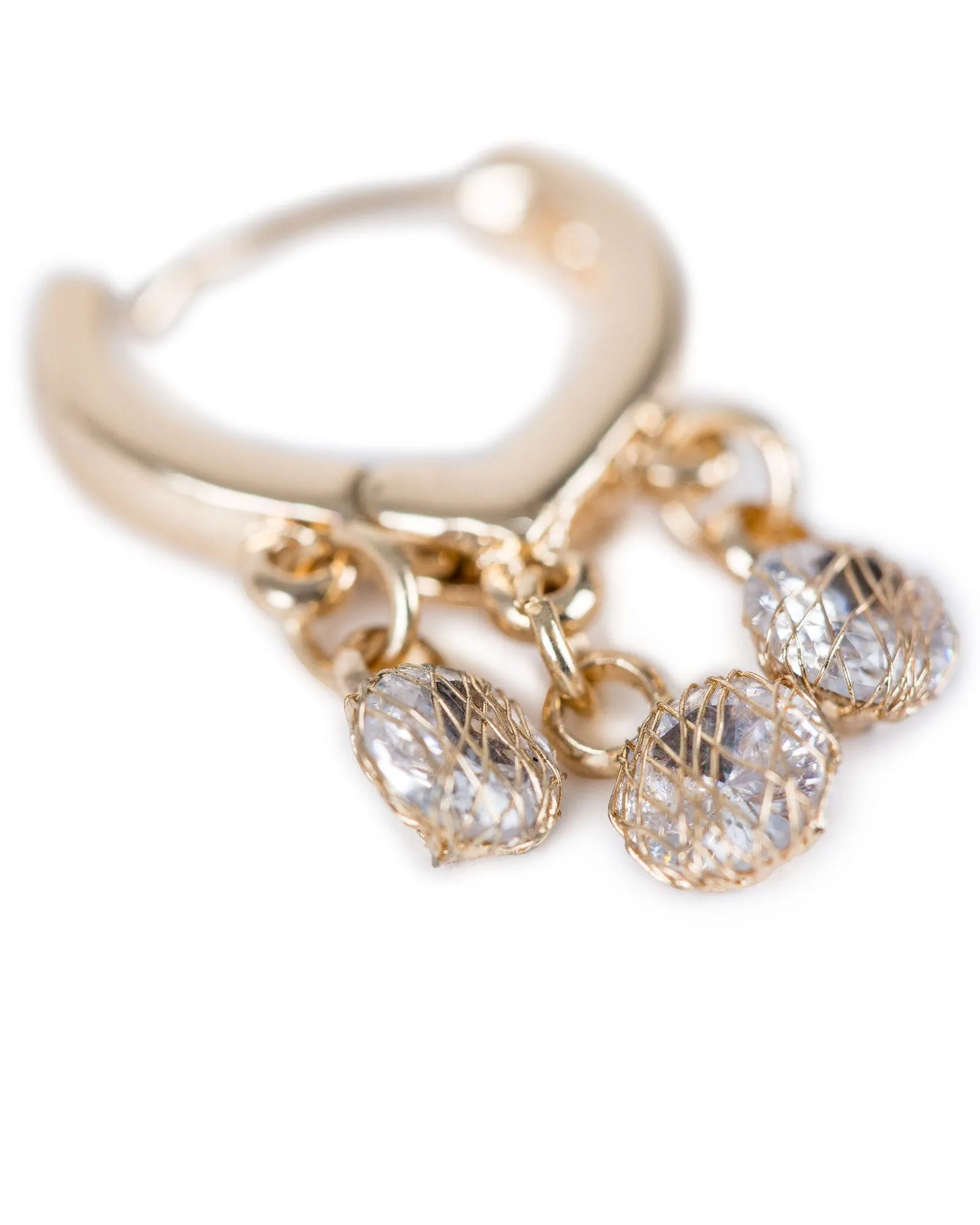 Gold Cubic Zirconia Drops Huggie Hoop Earrings sold by Collete Hayman product image thumbnail 2