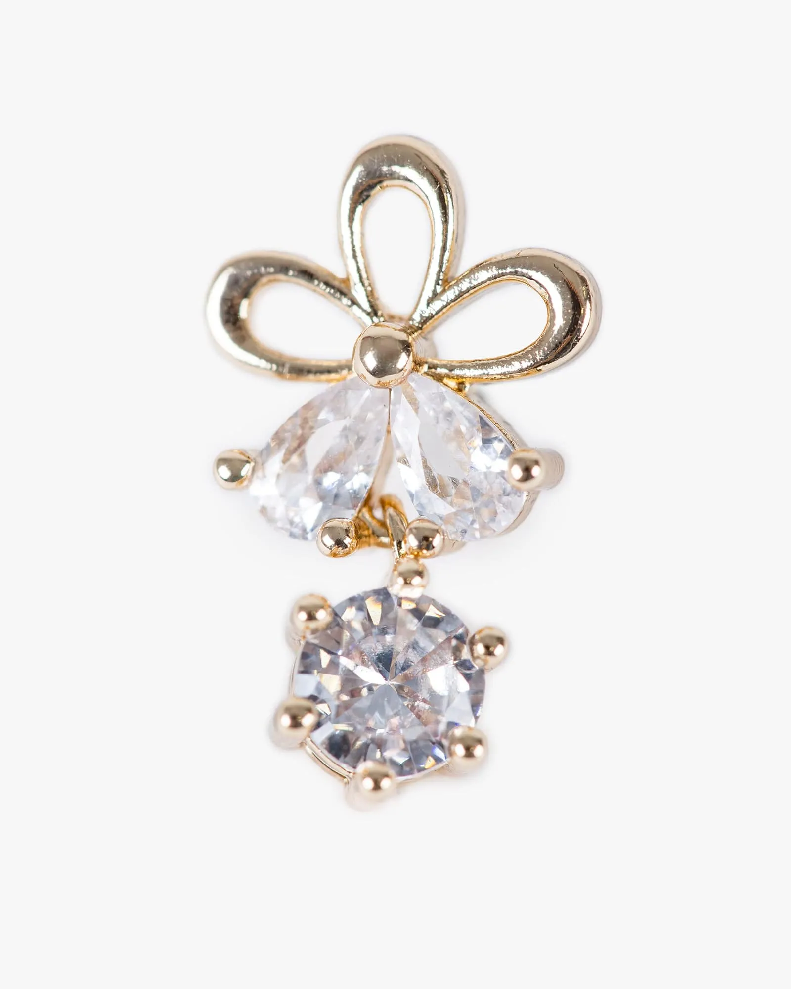 Gold Cubic Zirconia Flower Mini Drop Earrings sold by Collete Hayman