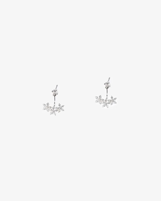 Silver Cubic Zirconia Flower Front Back Earrings sold by Collete Hayman