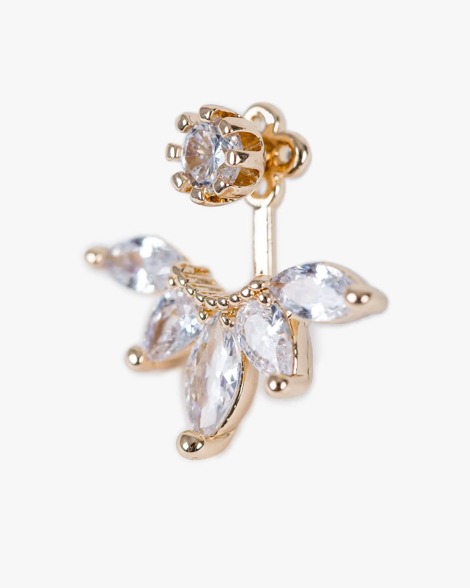 Gold Cubic Zirconia Fanned Front Back Earrings sold by Collete Hayman product image thumbnail 2