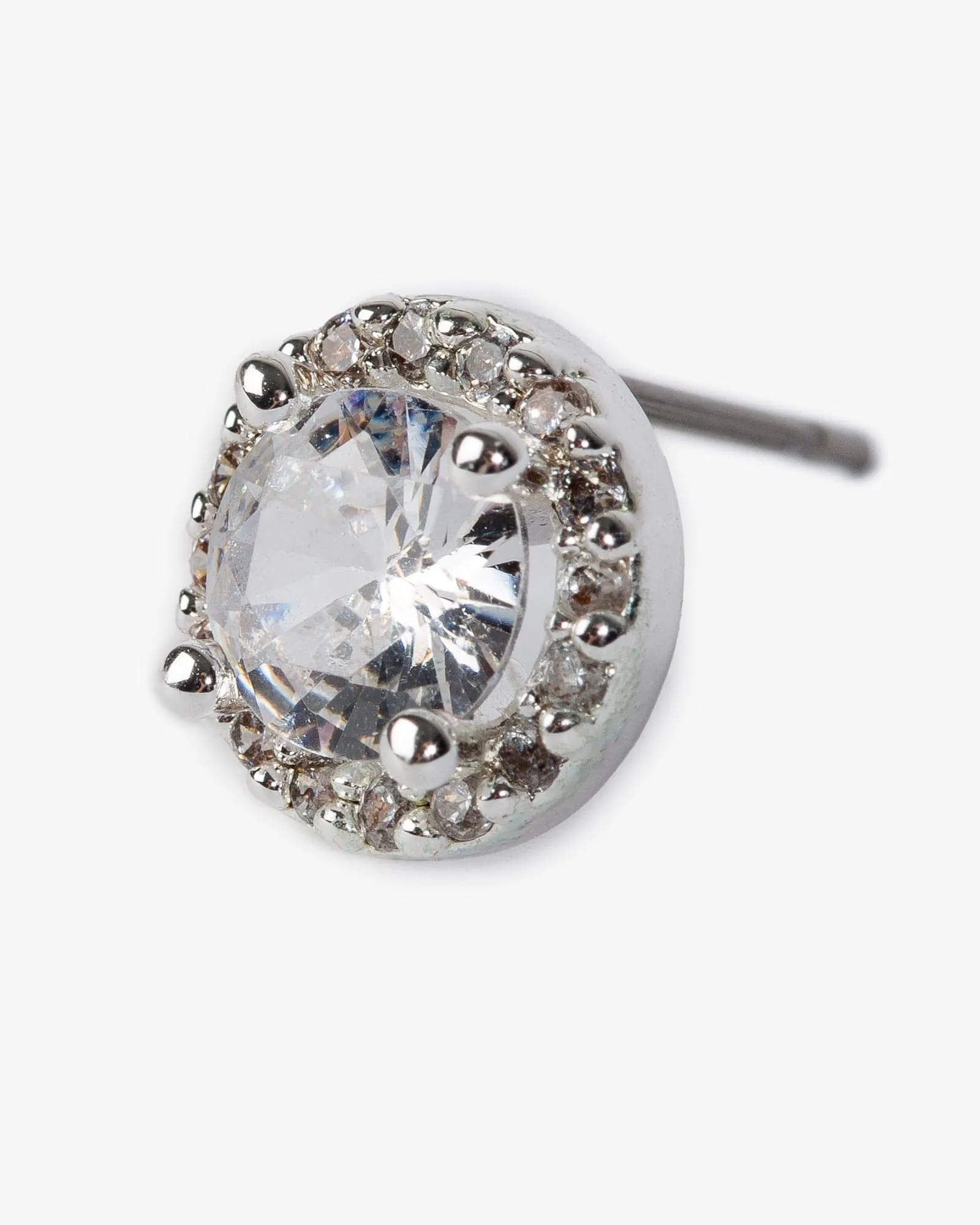 Silver Cubic Zirconia Round Framed Stud Earrings sold by Collete Hayman product image thumbnail 2