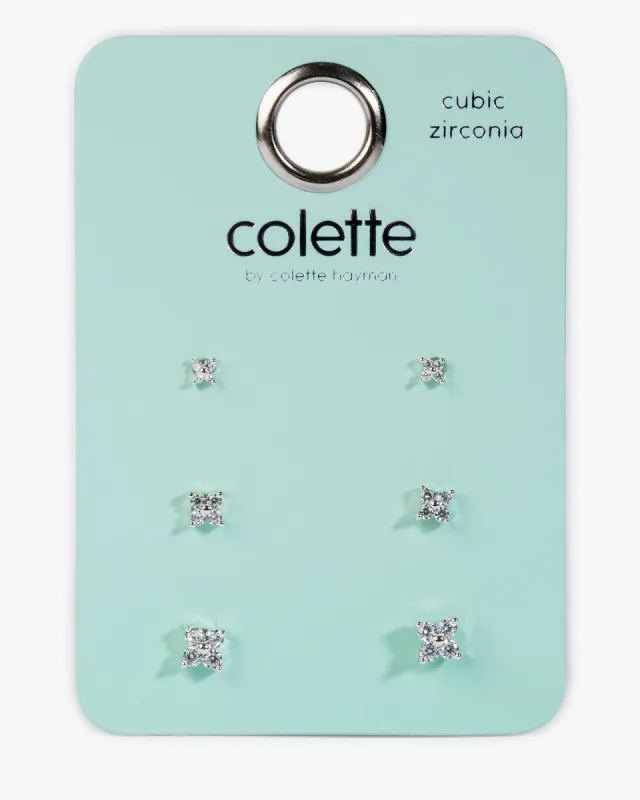 Silver Cubic Zirconia Stud Earrings Pack sold by Collete Hayman