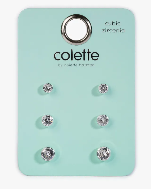 Silver Framed Cubic Zirconia Stud Earrings Pack sold by Collete Hayman