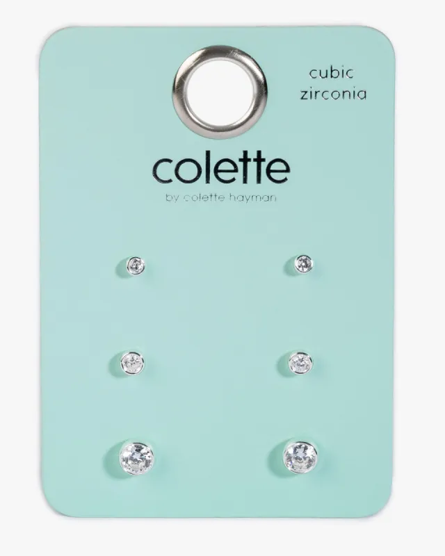 Silver Framed Cubic Zirconia Stud Earrings Pack sold by Collete Hayman