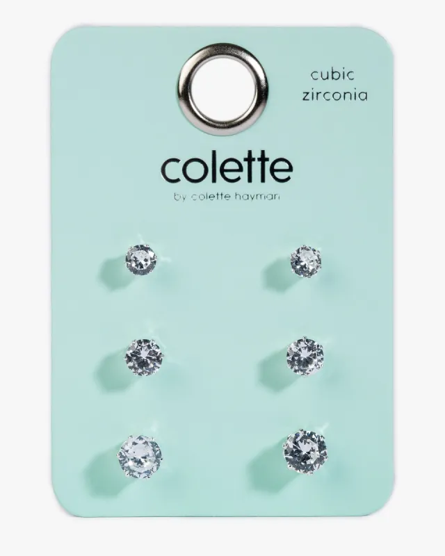 Silver  Cubic Zirconia Stud Earrings Pack sold by Collete Hayman