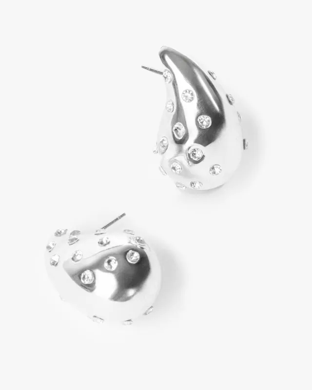 Silver Crystal Tear Drop Stud Earrings sold by Collete Hayman