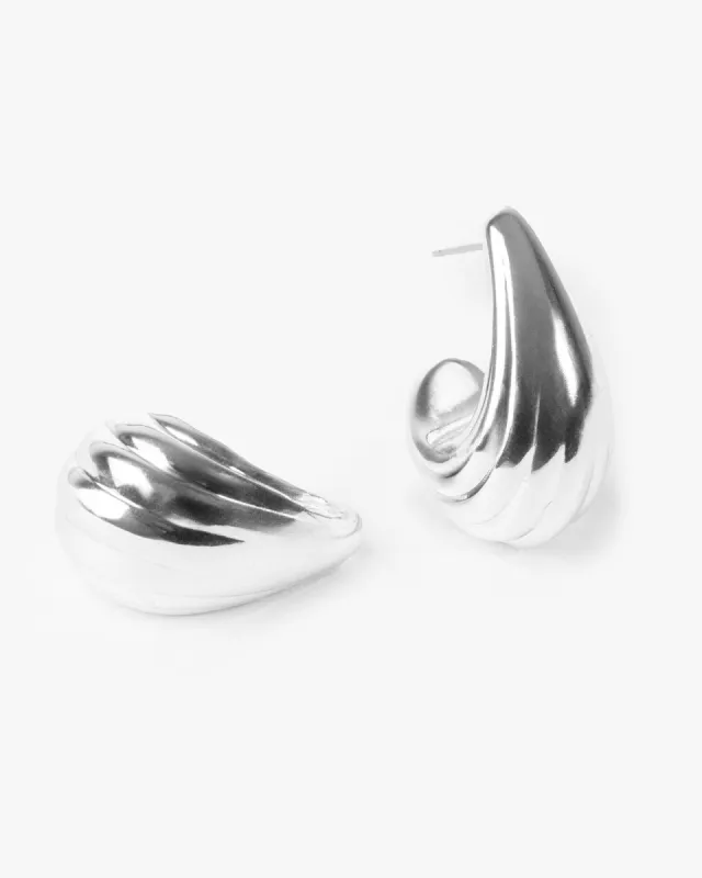 Silver Textured Tear Drop Stud Earrings sold by Collete Hayman
