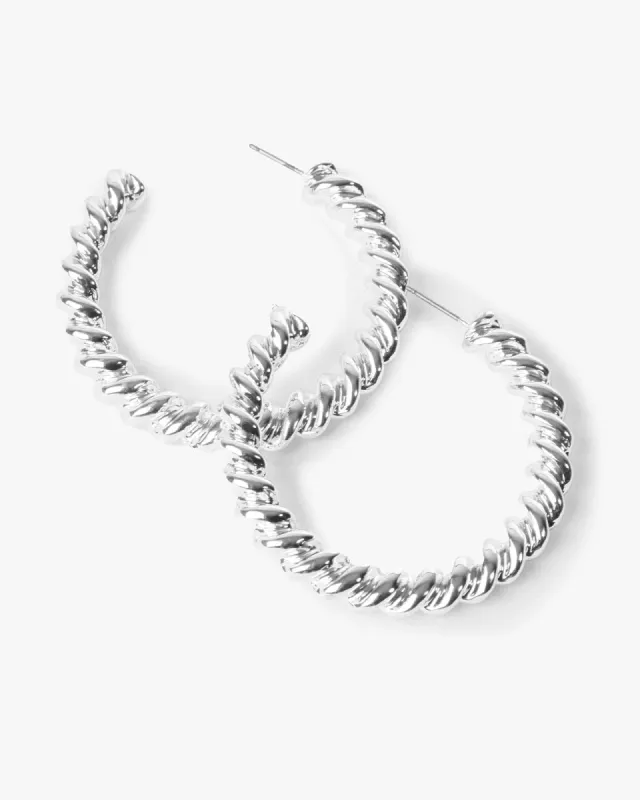 Silver Medium Tight Twist Hoop Earrings sold by Collete Hayman