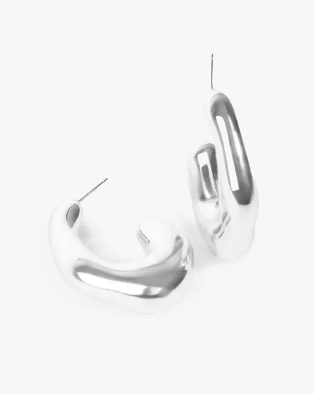 Silver Wavey Organic Oval Hoop Earrings sold by Collete Hayman