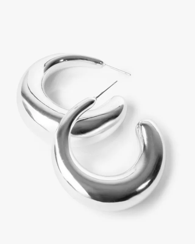 Silver Smooth Mid Hoop Earrings sold by Collete Hayman