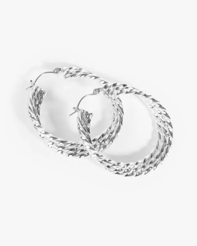 Silver Twisted Triple Hoop Earrings sold by Collete Hayman