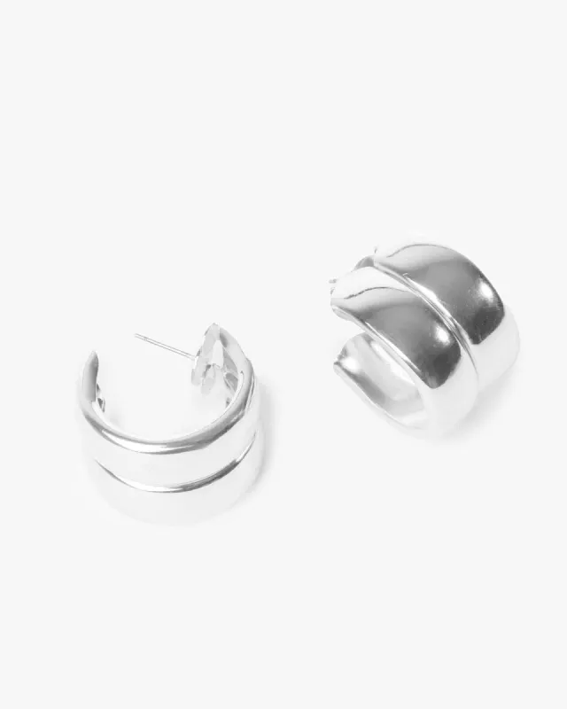 Silver Double Chubby Hoop Earrings sold by Collete Hayman