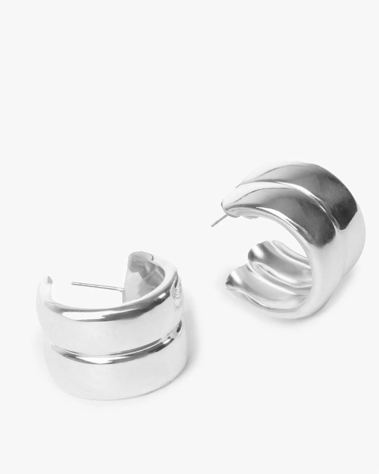 Silver Double Chubby Hoop Earrings sold by Collete Hayman product image thumbnail 2