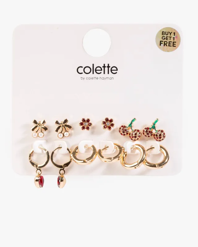 Red Cherry Stud And Huggie Earrings 6 Pack sold by Collete Hayman