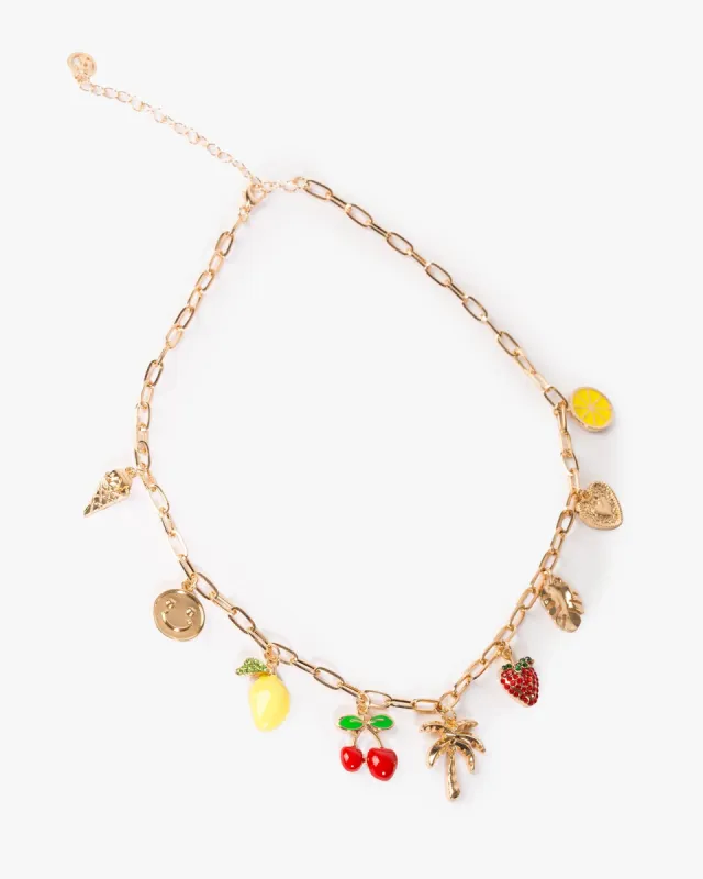 Multi Colour Fruity Tropical Charm Necklace sold by Collete Hayman