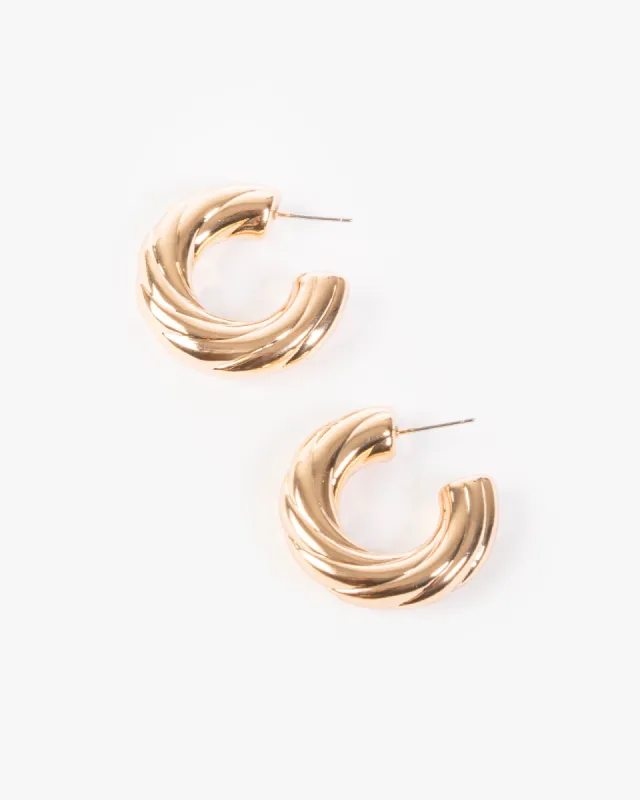Gold Chubby Soft Twist Hoop Earrings sold by Collete Hayman