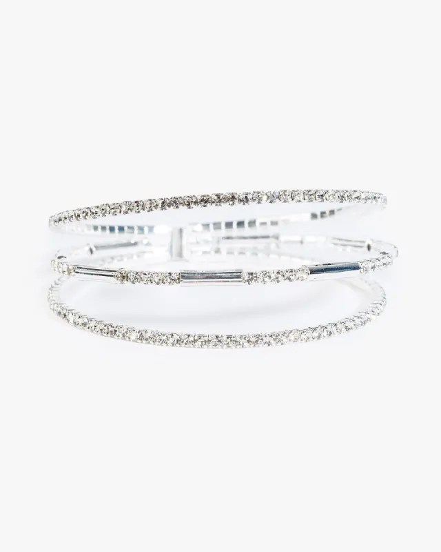 Crystal Triple Row Metal Bracelet sold by Collete Hayman