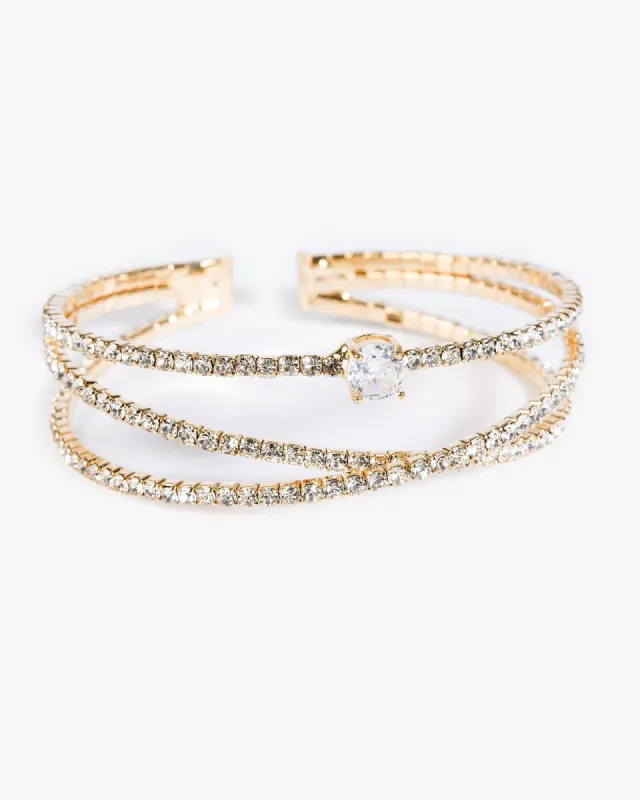 Crystal Cross Over Cuff Bracelet sold by Collete Hayman