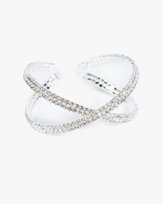 Crystal Cross Over Cuff Bracelet made by Collete Hayman