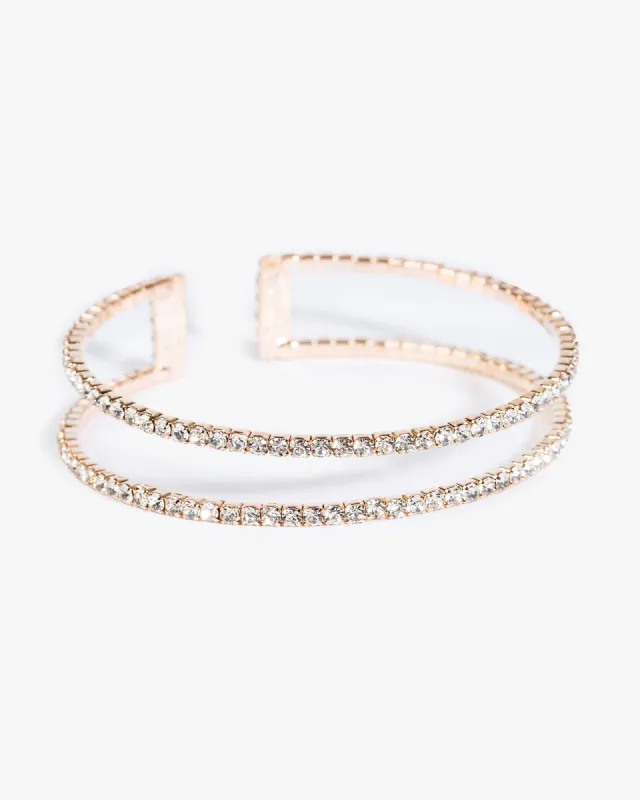 Crystal Fine 2 Band Cuff Bracelet sold by Collete Hayman